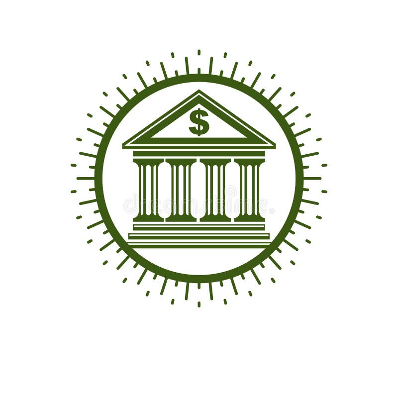 Deponować pieniądze konceptualnego loga, unikalny wektorowy symbol System bankowy ilustracji