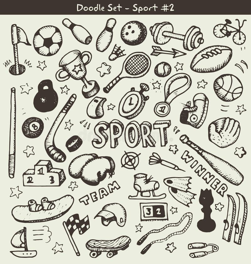 Deportes del garabato stock de ilustración Deportes del garabato stock de ilustración