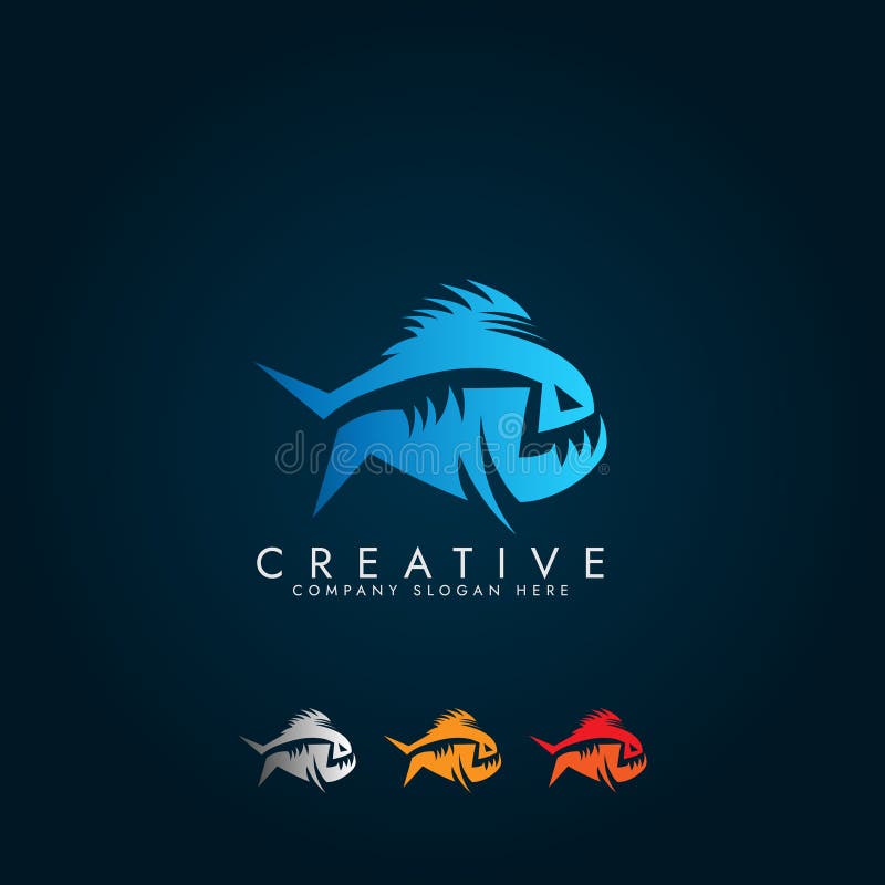 fish wild animal logo vector illustration template design Modern fish predator piranha logo piranha. fish wild animal logo vector illustration template design Modern fish predator piranha logo piranha