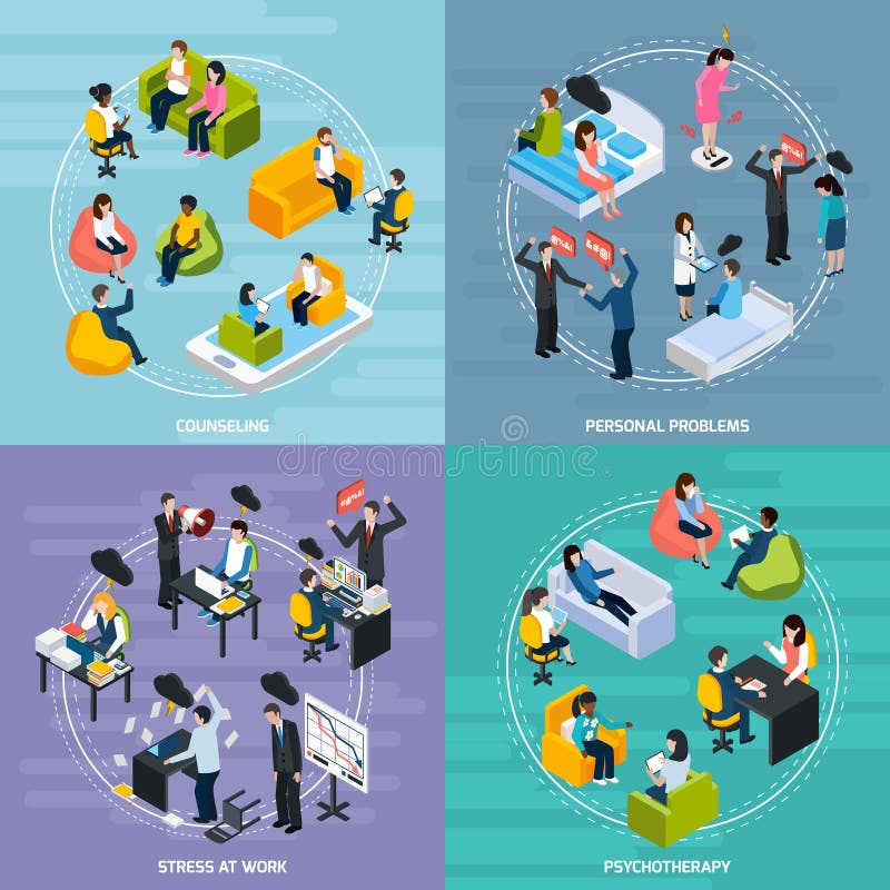 Depresji Isometric pojęcie royalty ilustracja Depresji Isometric pojęcie royalty ilustracja