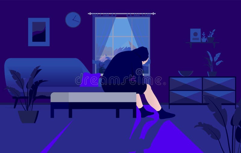Depressed and Alone at Home Stock Vector - Illustration of difficulty,  person: 195530567
