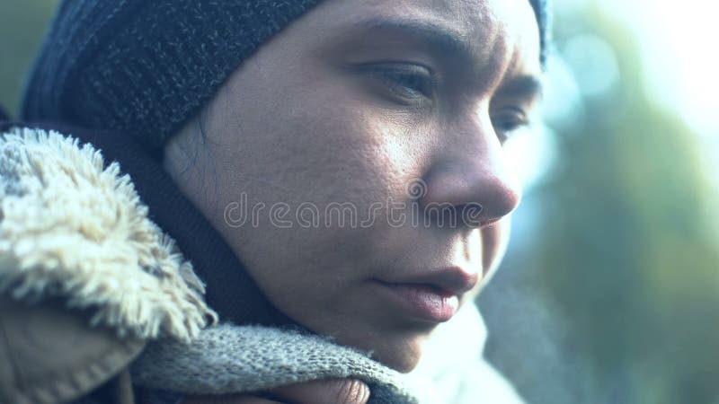 Depressed beggar face closeup, addicted homeless person, poverty problem despair royalty free stock image Depressed beggar face closeup, addicted homeless person, poverty problem despair royalty free stock image