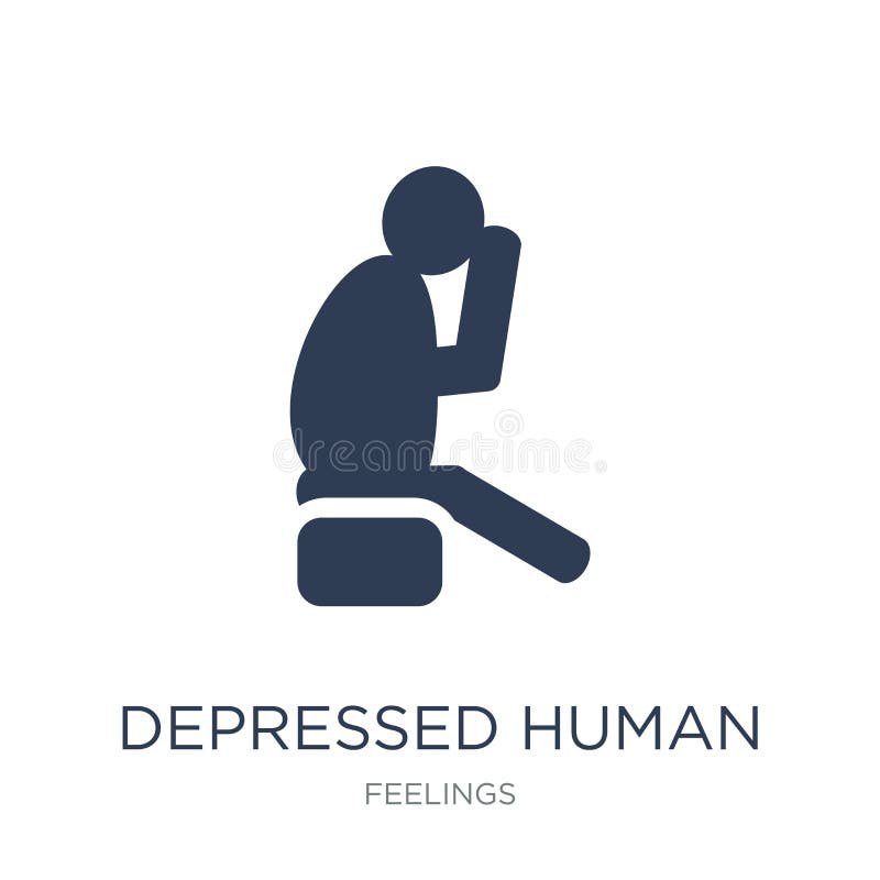 Depressed Human Icon. Trendy Flat Vector Depressed Human Icon on Stock ...