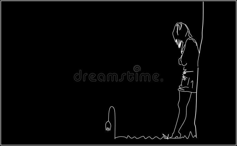 Depression. Alone Woman. Sad Love, Sad Parting, Leaving Feelings,  Unforgettable Memories Stock Illustration - Illustration of lonely,  background: 164307892
