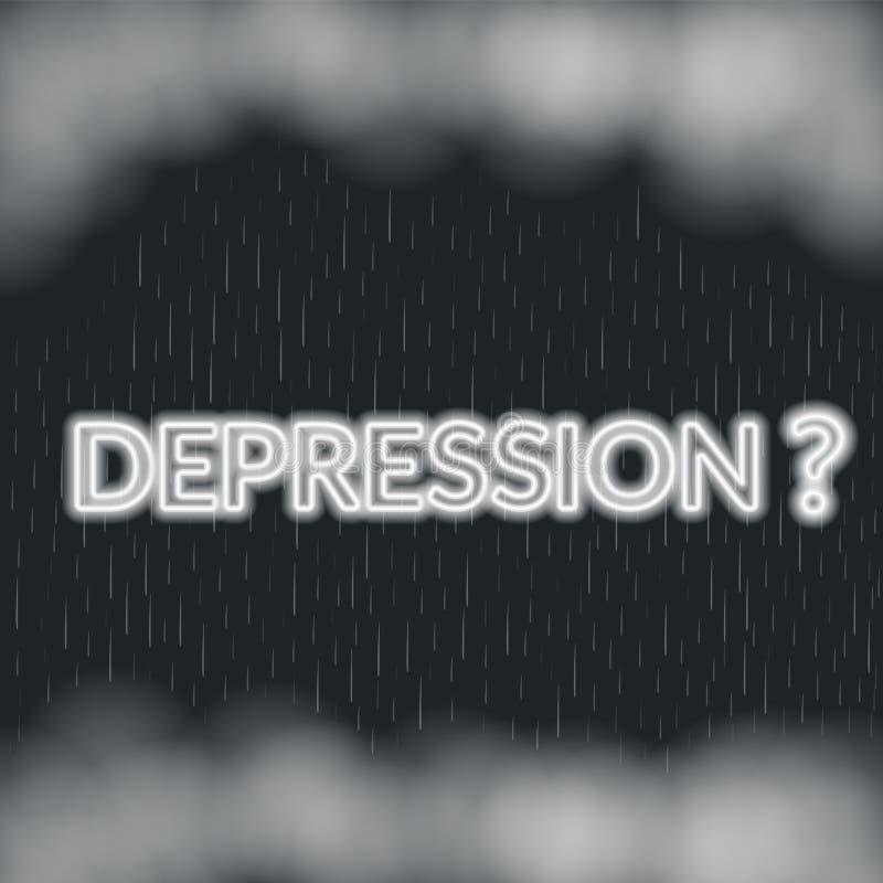 Depression Neon Lettering. Sad Mood Stock Illustration - Illustration ...