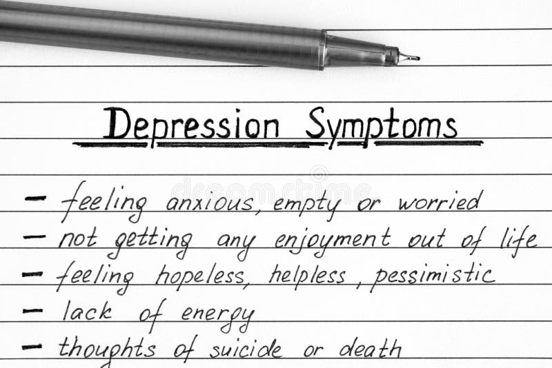 Depression Symptoms Writing on the List with Pen Stock Image - Image of ...