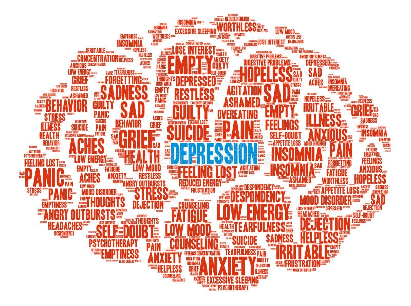 Depression Word Cloud stock vector. Illustration of depression - 158979958