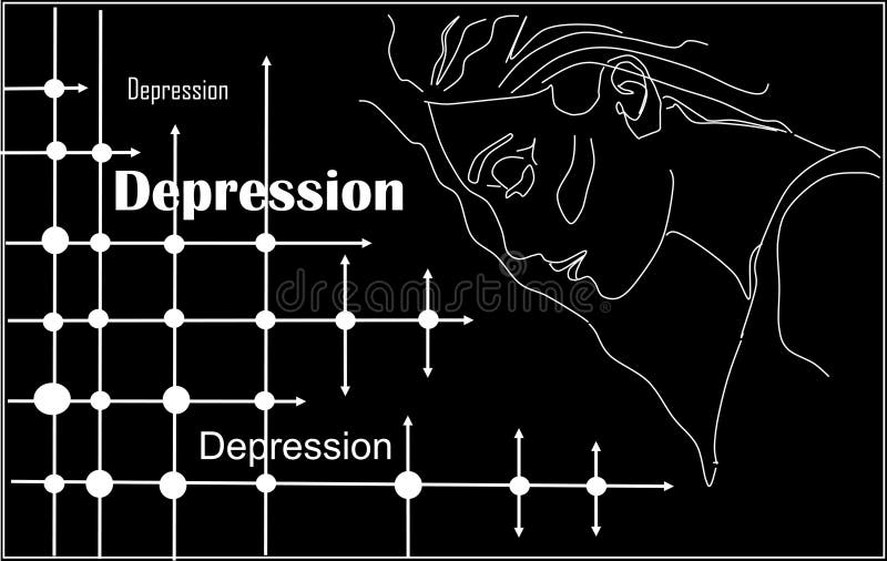 Depressione Sola donna Amore triste, triste partitura, lasciare i sentimenti, ricordi indimenticabili illustrazione di stock Depressione Sola donna Amore triste, triste partitura, lasciare i sentimenti, ricordi indimenticabili illustrazione di stock