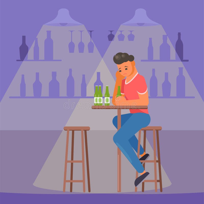 Deprimierter Mann mit flachem Artdesign des Biervektors vektor abbildung Deprimierter Mann mit flachem Artdesign des Biervektors vektor abbildung
