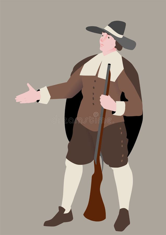 Der amerikanische Pilger, Vektorillustration bis zum Danksagungs-Tag Der Mann in einer traditionellen Klage und in einem Gewehr vektor abbildung Der amerikanische Pilger, Vektorillustration bis zum Danksagungs-Tag Der Mann in einer traditionellen Klage und in einem Gewehr vektor abbildung