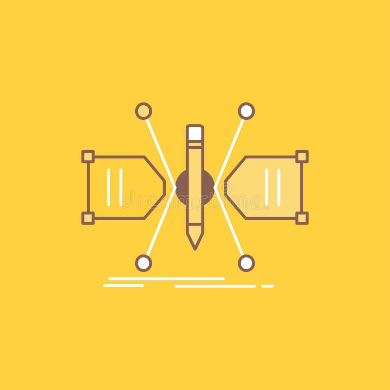 Architect, constructing, grid, sketch, structure Flat Line Filled Icon. Beautiful Logo button over yellow background for UI and UX, website or mobile application. Vector EPS10 Abstract Template background
