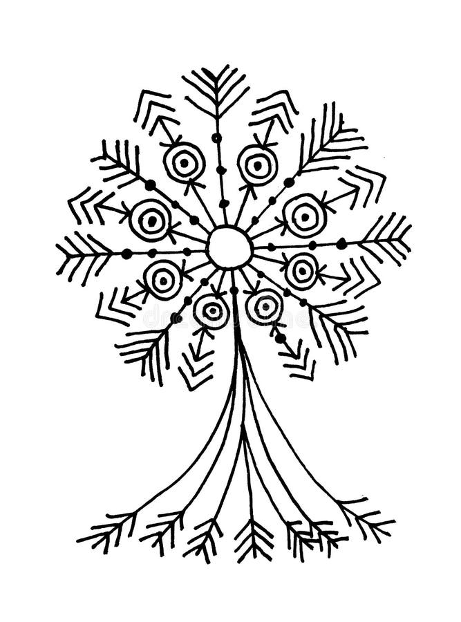 Der Baum des Lebens Symbolische Schwarzweiss-Handzeichnung stock abbildung Der Baum des Lebens Symbolische Schwarzweiss-Handzeichnung stock abbildung