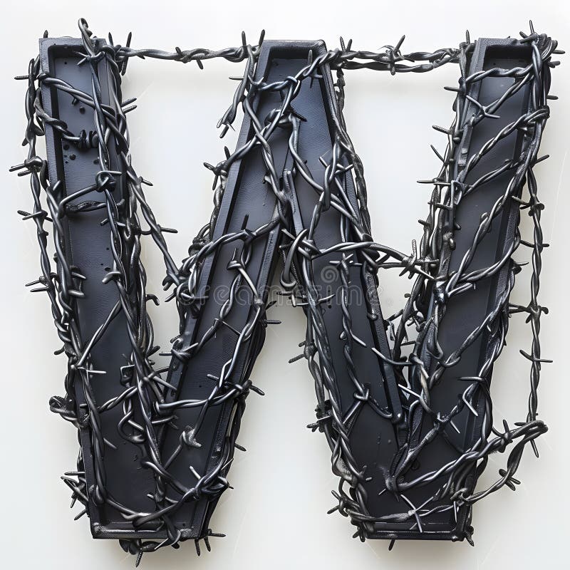 The letter w is crafted from twisted twigs, resembling a barbed wire pattern. It is a unique fashion accessory in electric blue, representing art and nature AI generated. The letter w is crafted from twisted twigs, resembling a barbed wire pattern. It is a unique fashion accessory in electric blue, representing art and nature AI generated