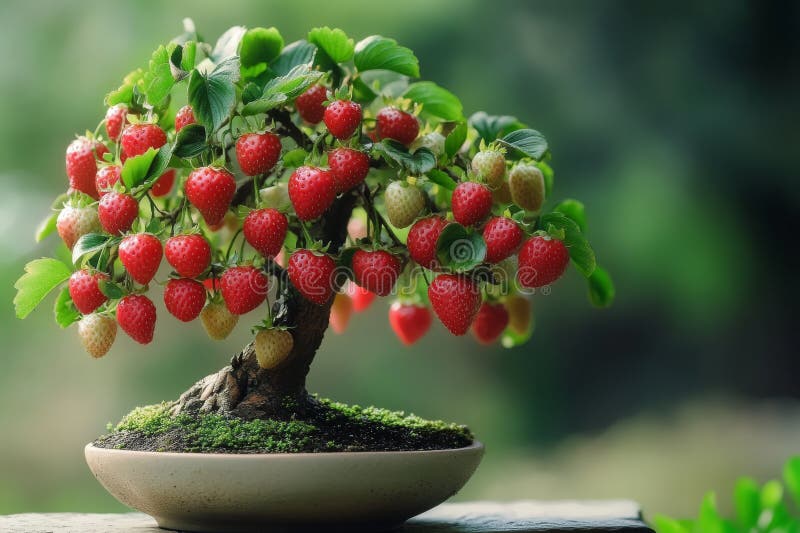 Der Erdbeerbaum Bonsai bietet eine atemberaubende Harmonie von Naturästhetik und Geschmack lizenzfreie stockfotografie