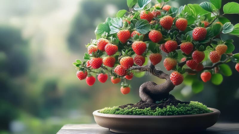 Der Erdbeerbaum von Bonsai ist ein einzigartiger Ort, an dem die Ruhe wahrhaftig köstliche Süße trifft. Entdecken Sie die bezaubernde und atemberaubende Schönheit der Strawberry Tree Bonsai, wo Ruhe mühelos mit natürlicher Süße in einem perfekten und harmonischen Gleichgewicht, dass die Seele KI generiert beruhigt.