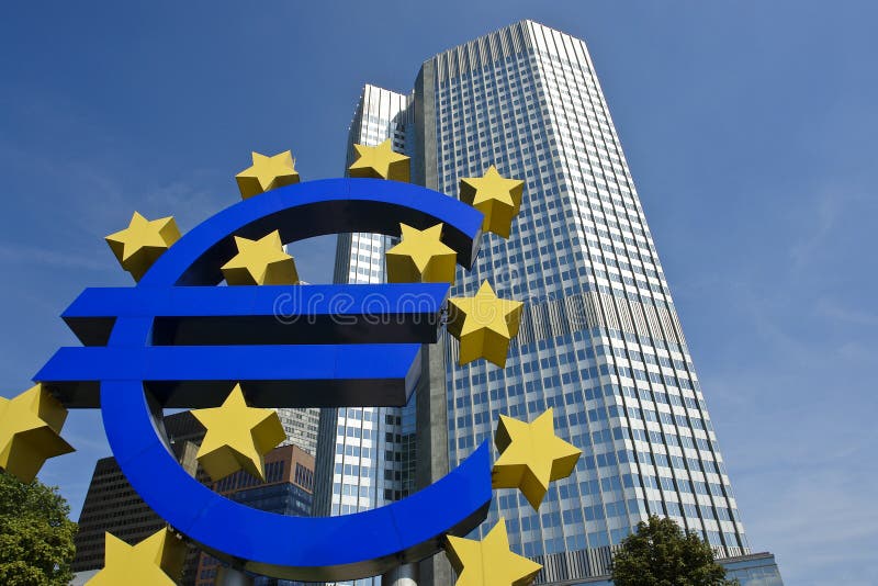 Der Europäischen Zentralbank mit Eurozeichen, Frankfurt