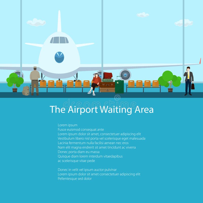 Der Flughafen-Wartebereich mit Leuten lizenzfreie abbildung