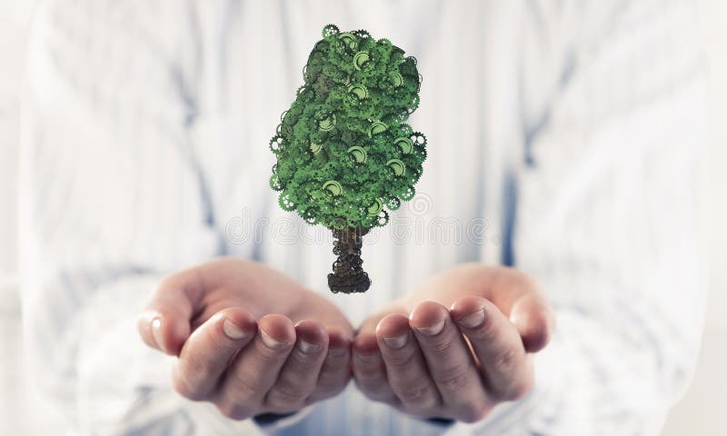 Der Geschäftsmann, der im Palmen eco Grünkonzept sich darstellt, symbolisierte Esprit stockfoto Der Geschäftsmann, der im Palmen eco Grünkonzept sich darstellt, symbolisierte Esprit stockfoto