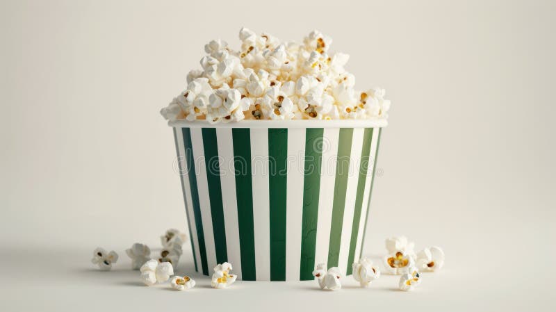 Der gestreifte Popcorn-Eimer. AI generiert stockfoto