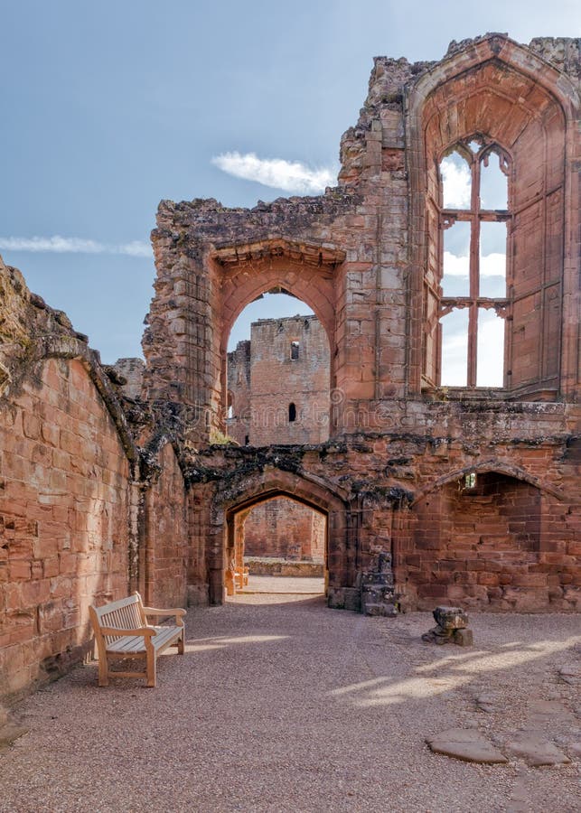 A view from inside the ruins of the Great Hall at Kenilworth Castle looking towards the Keep. The Great Hall was built in the perpendicular style between 1373-1380 by John of Gaunt. Much of the castle was destroyed in the 1650s during the English Civil War. A view from inside the ruins of the Great Hall at Kenilworth Castle looking towards the Keep. The Great Hall was built in the perpendicular style between 1373-1380 by John of Gaunt. Much of the castle was destroyed in the 1650s during the English Civil War.