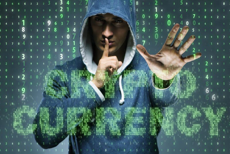 Der Hacker, der cryptocurrency in blockchain Konzept zerhackt lizenzfreies stockfoto Der Hacker, der cryptocurrency in blockchain Konzept zerhackt lizenzfreies stockfoto