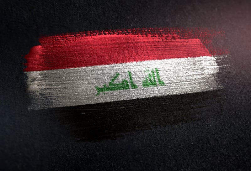 Der Irak-Flagge Gemalt Auf Männlicher Hand Wie Einem Gewehr