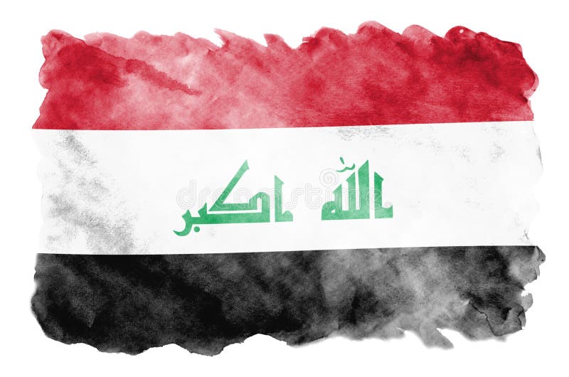 Der Irak-Flagge Wird in Der Flüssigen Aquarellart Lokalisiert Auf Weißem  Hintergrund Dargestellt Stock Abbildung - Illustration von souverän,  zeremonie: 140174116