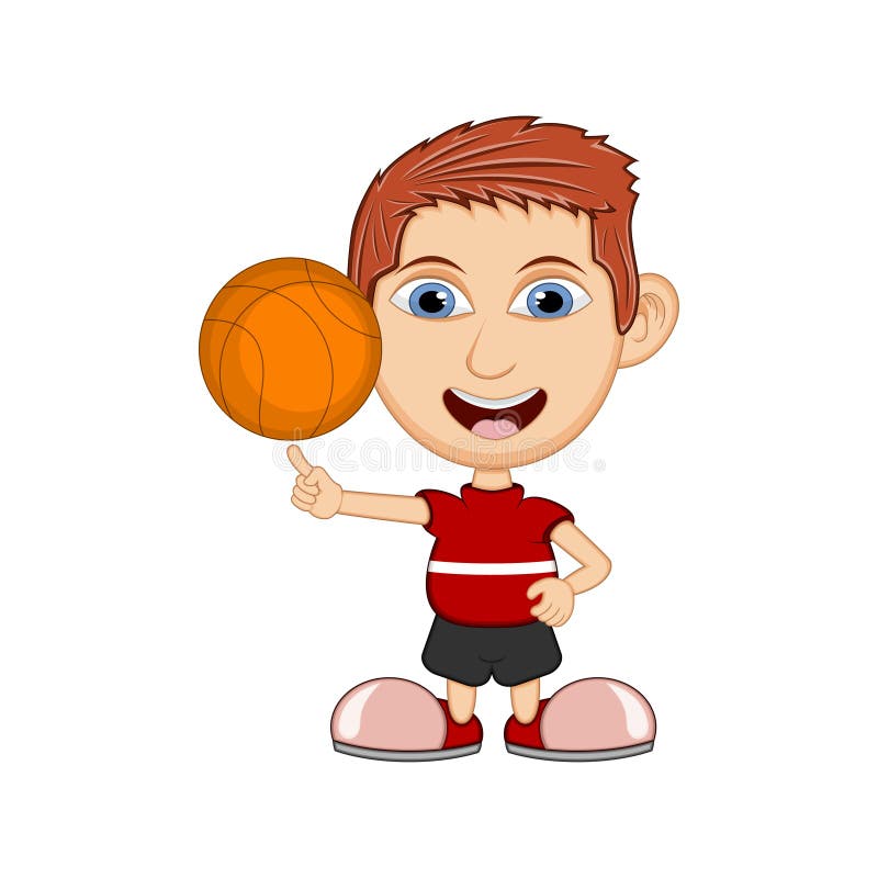 Der Junge, der Basketballkarikatur-Vektorillustration spielt lizenzfreie abbildung Der Junge, der Basketballkarikatur-Vektorillustration spielt lizenzfreie abbildung