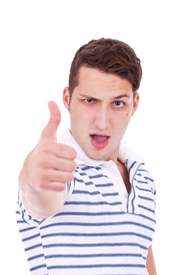 Der junge Mann, der Daumen herstellt, up Geste stockbilder Der junge Mann, der Daumen herstellt, up Geste stockbilder