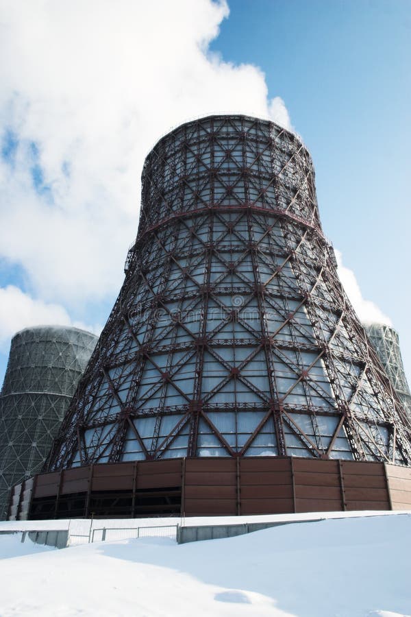 Industrial cooling tower in the winter. Industrial cooling tower in the winter