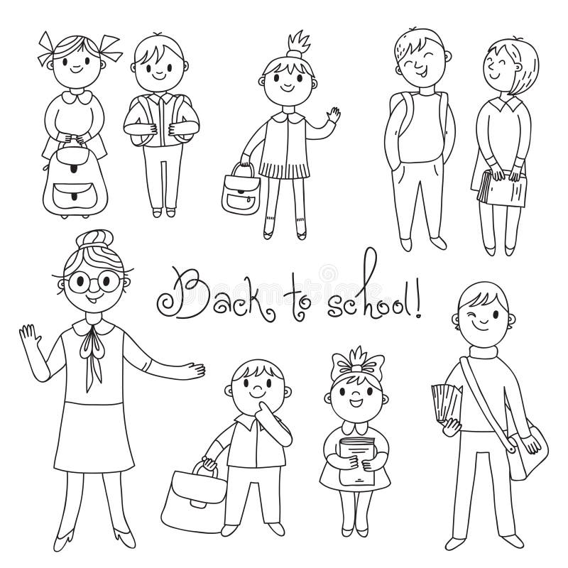 Der Lehrer mit den Studenten Zurück zu Schule lizenzfreie abbildung