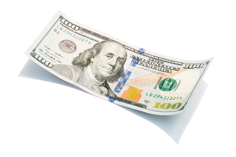 Der neue Dollarschein US 100 auf weißem, Makroschuß S 100 Dollarschein lizenzfreies stockbild Der neue Dollarschein US 100 auf weißem, Makroschuß S 100 Dollarschein lizenzfreies stockbild