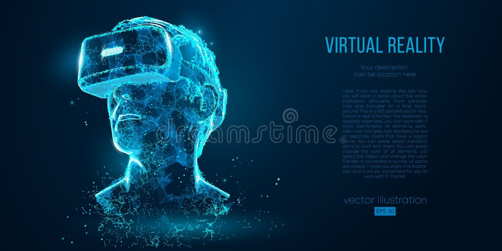 Der Projektions-virtuellen Realität VR-Kopfhörers ganz eigenhändig geschriebe Gläser, Sturzhelm Geometrische Vektorillustration d Der Projektions-virtuellen Realität VR-Kopfhörers ganz eigenhändig geschriebe Gläser, Sturzhelm Geometrische Vektorillustration d