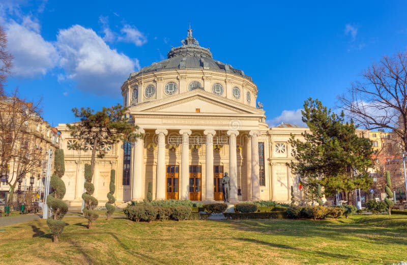 Der rumänische Athenaeum, Bukarest, Rumänien lizenzfreie stockfotografie Der rumänische Athenaeum, Bukarest, Rumänien lizenzfreie stockfotografie