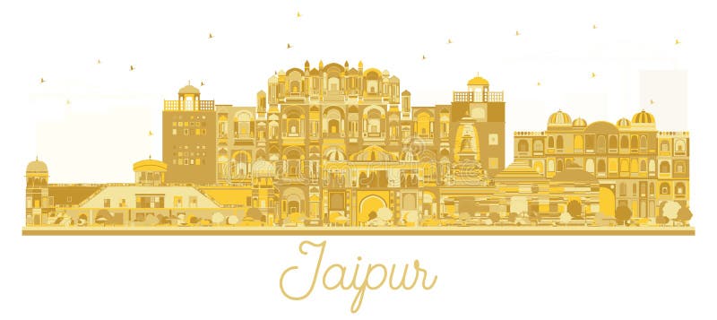 Der Stadt-Skyline Jaipurs Indien goldenes Schattenbild lizenzfreie abbildung Der Stadt-Skyline Jaipurs Indien goldenes Schattenbild lizenzfreie abbildung