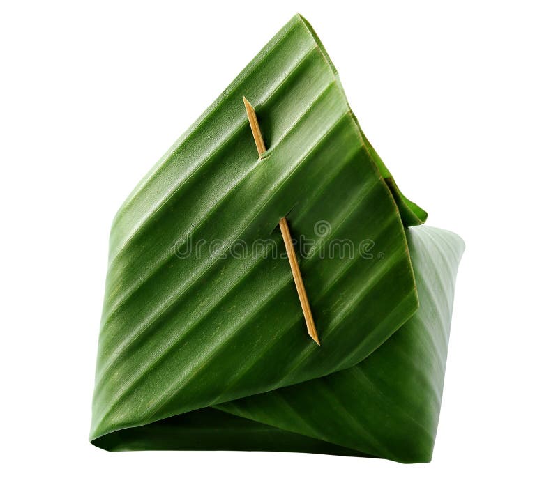 Der thailändische Nachtisch, der klebrige Reis und der Eivanillepudding, die mit Banane eingewickelt wird, treiben Blätter lizenzfreie stockbilder Der thailändische Nachtisch, der klebrige Reis und der Eivanillepudding, die mit Banane eingewickelt wird, treiben Blätter lizenzfreie stockbilder