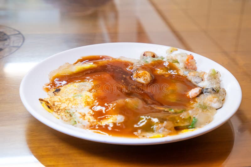 Der unterscheidende traditionelle Snack Taiwans von Auster omele, Taiwan-Zartheit stockfotos Der unterscheidende traditionelle Snack Taiwans von Auster omele, Taiwan-Zartheit stockfotos
