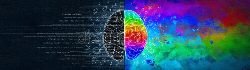 Der Unterschied in der Arbeit der rechten und linken Hemisphären des Gehirns Analytisches Denken gegen Zusammenfassung