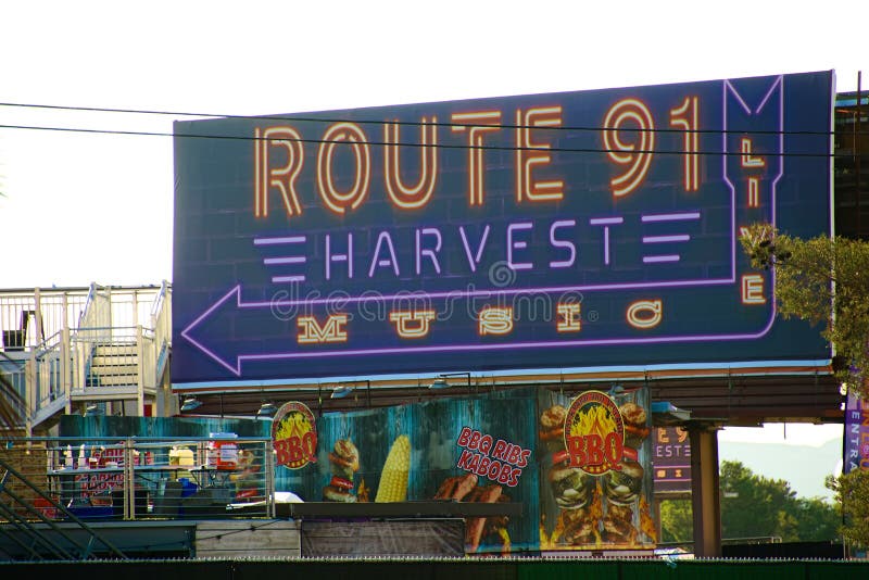 Der Veranstaltungsort Route 91 HARVEST Live nach dem Schusswaffenvorfall lizenzfreies stockbild