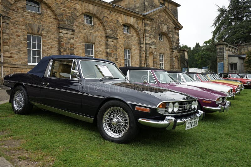 Derbyshire,UK,September 1,2023. A line up of Classic Triumph Stag Motor Cars. Derbyshire,UK,September 1,2023. A line up of Classic Triumph Stag Motor Cars.