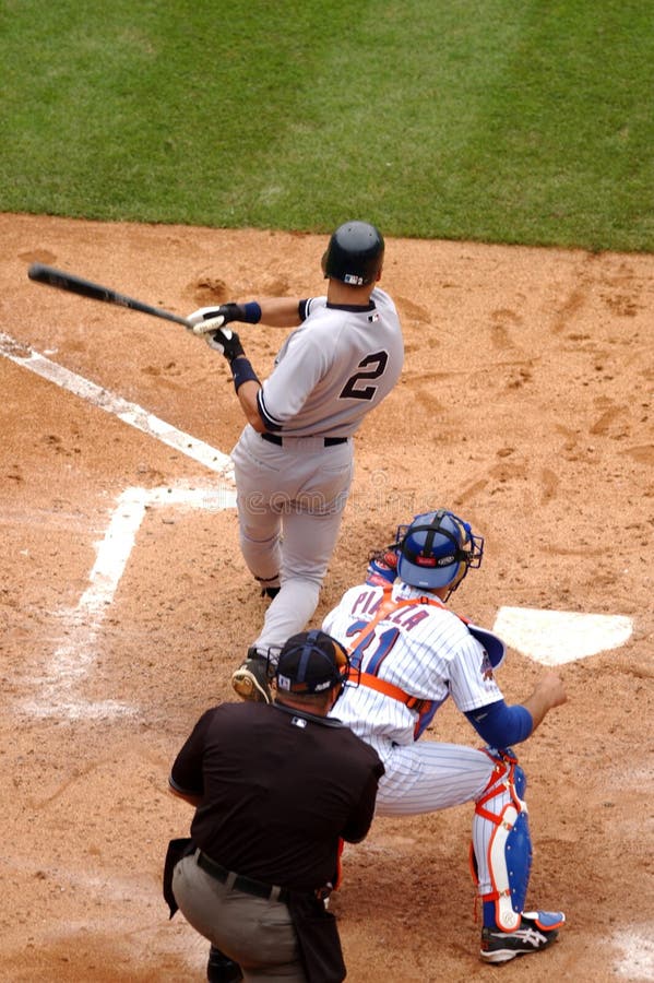 Derek Jeter New York Yankees batter from a overhead view from the seats. Derek Jeter New York Yankees batter from a overhead view from the seats.