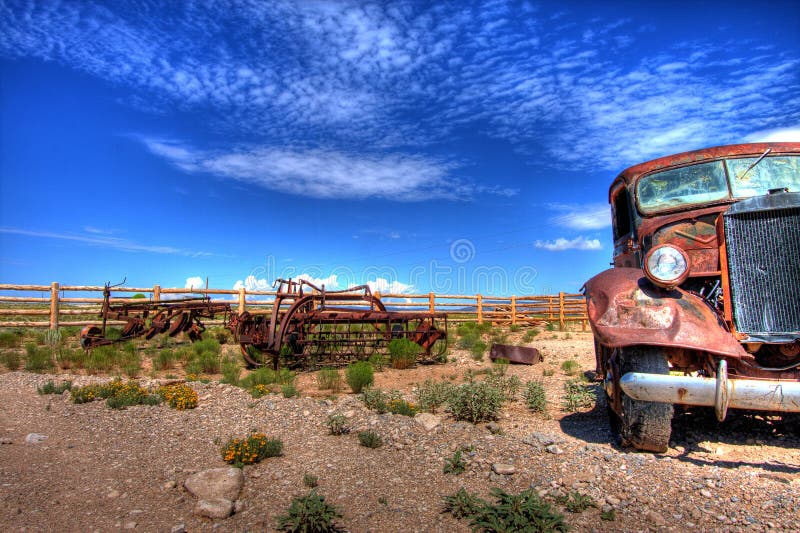 Derelict car in desert