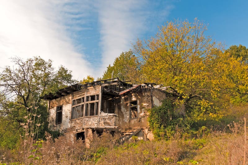 Derelict house in countryside