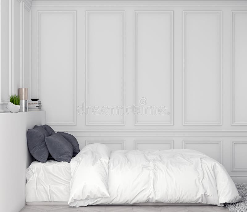 Derida sulla struttura del manifesto nel fondo interno della camera da letto con la parete classica, l'illustrazione 3D fotografia stock libera da diritti Derida sulla struttura del manifesto nel fondo interno della camera da letto con la parete classica, l'illustrazione 3D fotografia stock libera da diritti
