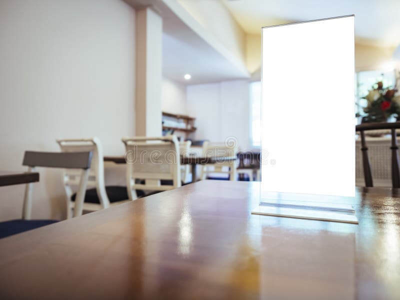 Mock up Menu frame on Table in restaurant Interior cafe Background. Mock up Menu frame on Table in restaurant Interior cafe Background