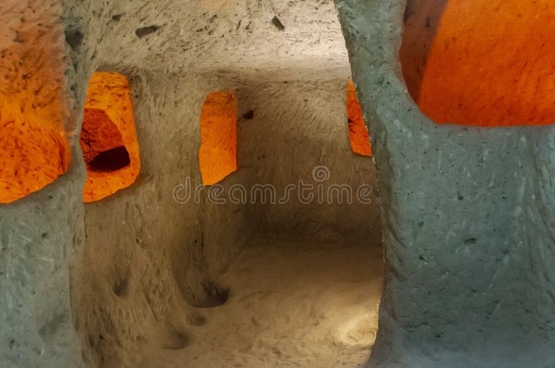 Derinkuyu underground city is an ancient multi-level cave city in Cappadocia, Turkey