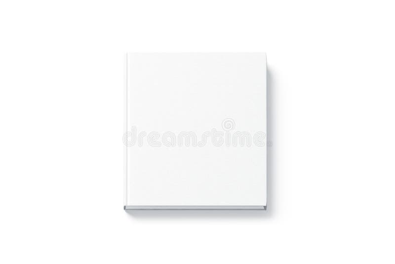 Derisione in bianco del libro della libro con copertina rigida del quadrato bianco su, vista superiore