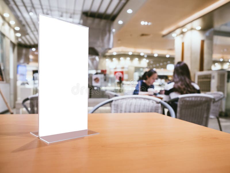 Mock up Menu frame on Table Bar restaurant cafe Background with people. Mock up Menu frame on Table Bar restaurant cafe Background with people