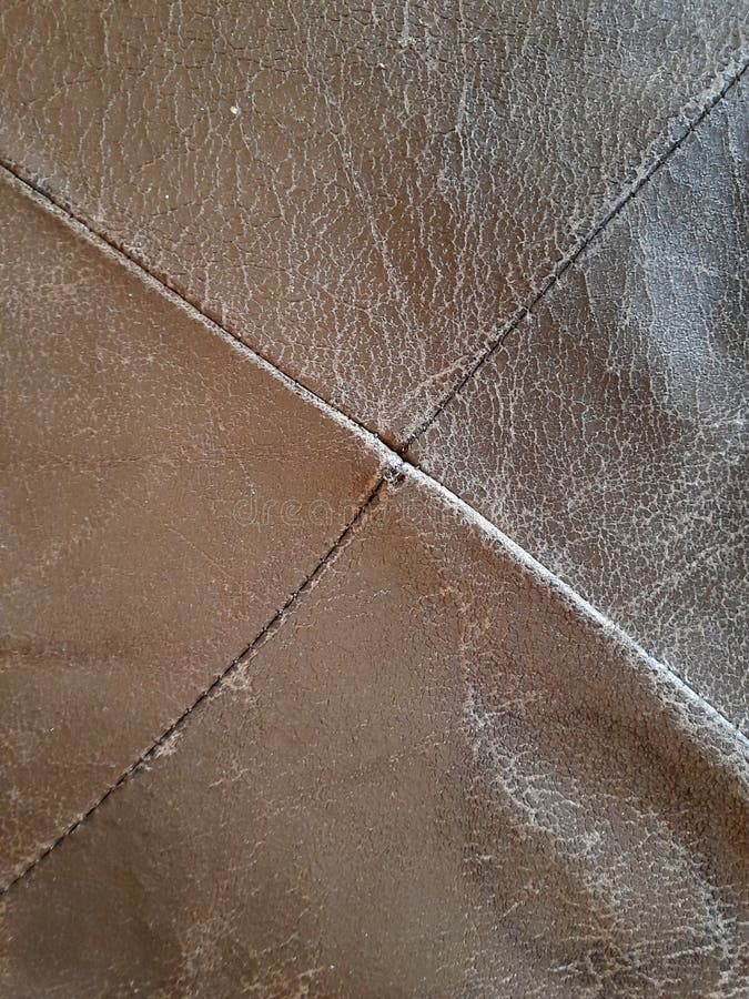Dermantin. Worn Leather Patches. Antique Leather Upholstery Stock Photo