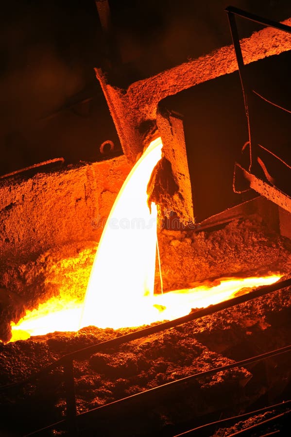 Pouring of liquid metal inside of plant. Pouring of liquid metal inside of plant